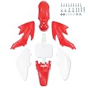 CRF50 Plastics Kit Pit Bike Parts Fairings Fenders for HONDA CRF50F CRF 50 XR50 SSR 110 SSR 125 Coolster 125 Baja DR70 and Similar Trail Dirt Bike 50cc-160cc (JM007-WHITE&amp;RED)
