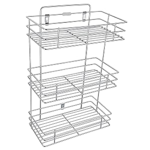 cri8hub 3 tier stainless steel kitchen rack basket stand storage organizer wall-mounted shelf for spice boxes utensils large3-tier wall amp floor mounted rack