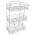 Cri8Hub 3 Tier Stainless Steel Kitchen Rack Basket Stand Storage Organizer Wall-Mounted Shelf for Spice Boxes Utensils Large(3-Tier Wall & Floor Mounted Rack)