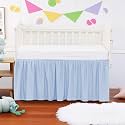 Crib Ruffle Bed Skirt Microfiber Nursery Bedding Skirt for Baby Girls (28” x 52” x 14’’) Inch - Light Blue Solid