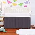 Mini Crib Ruffle Bed Skirt Microfiber Nursery Bedding Skirt for Baby Girls (24” x 38” x 10") Inch - Dark Grey Solid