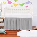 Crib Ruffle Bed Skirt Microfiber Nursery Bedding Skirt for Baby Girls (28” x 52” x 14’’) Inch - Silver Solid