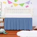 Crib Ruffle Bed Skirt Microfiber Nursery Bedding Skirt for Baby Girls (28” x 52” x 14’’) Inch - Medium Blue Solid