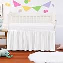 Mini Crib Ruffle Bed Skirt Microfiber Nursery Bedding Skirt for Baby Girls (24” x 38” x 10") Inch - White Solid