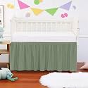 Crib Ruffle Bed Skirt Microfiber Nursery Bedding Skirt for Baby Girls (28” x 52” x 16") Inch - Sage Solid