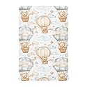 Crib Sheets for Boys Bear Hot Air Balloon Baby Girl Sheets,Neutral Mini Crib Mattress Sheets,Crib Mattress 52 * 28 * 9In