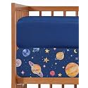 Crib Sheets - Pack of 2 Fitted Sheets for Standard Crib - 52x28in, Planets