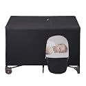 Crib Blackout Cover for Pack N Play, Stretchy Blackout Tent, Breathable Portable Travel Crib Shades, Baby Crib Canopy Covers for Indoor &amp; Outdoor (Black)