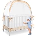 L RUNNZER Crib Tent, Portable Crib Tent to Keep Baby from Climbing Out, See-Through &amp; Breathable Mesh Crib Net, Insect-Proof Crib Height Extender, Orange