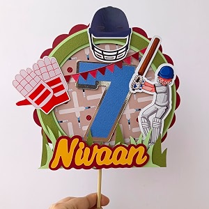 cricket birthday cake topper  custom name decoration  handcrafted cricket theme party supplies for boys