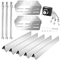 Criditpid Grill Replacement Parts for Weber Genesis 300 Series with Front Control Knob, Stainless Steel Flavorizer Bars, Heat Deflector, Burners & Electronic Igniter for Weber Genesis 310 320 Grills