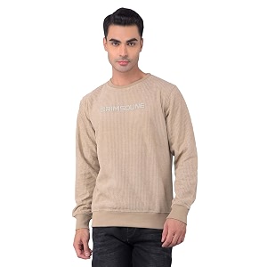 Crimsoune Club Mens Beige Typographic Print Knitted
