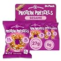 Crisp Power Sesame Protein Pretzels, High Protein Snack, 24 Pack