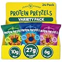 Crisp Power Variety Pack Protein Pretzels, High Protein Snack, 24 Pack