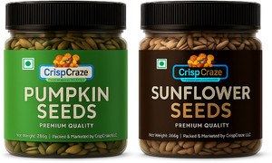 crispcraze raw pumpkin seeds - 250g and sunflower seeds - 250g healthy seeds pack of 2 assorted seeds  nuts 1 x 500 g