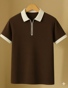 CrisPet Solid Self Design Men Zip Neck