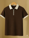 CrisPet Solid Self Design Men Zip Neck