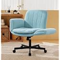 Criss Cross Office Chair with Wheels and Arms, Vanity Chair with Back, Comfy Swivel Cross Legged Office Chairs for Ultimate Comfort and Support, Unique Multifunctional Stylish Arms (Green)