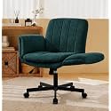 Criss Cross Office Chair with Wheels and Arms, Vanity Chair with Back, Comfy Swivel Cross Legged Office Chairs for Ultimate Comfort and Support, Unique Multifunctional Stylish Arms Mint Green