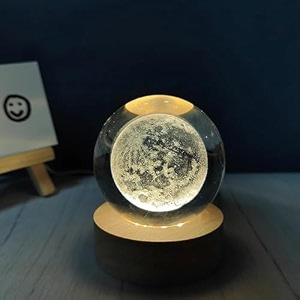 criyale 3d deer crystal ball night lamp warm light-compact usb wall charger galaxy crystal lamp for home decoration birthday christmas astronomy space gifts for boys girls - deer led