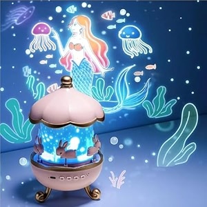 criyale 6 films8 soothing baby sleeping sounds 360 rotating star night light projector for kids room decor kids birthday gifts for 1-9 year old girls amp boys rabbit night lamp for bedroom nursery
