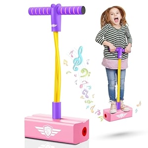 criyale kids pogo jumper fun and safe pogo stick for toddlers durable foam bungee jumping stick makes squeaky sounds improves balance bouncing toy for ages 3 and up holds up to 250lbs - multicolor