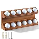 CroBlissful 1 Pack Golf Ball Display Case 2 Tier Wall Mounted Walnut Wood