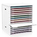 CroBlissful 15 Tier 12" x 12" Scrapbook Paper Organizer Adjustable Desk Scrapbook Paper Sorter Storage Rack File Organizer Wide Document Holder for School Office Home(12.99 x 13.78 x 14.96 Inches)