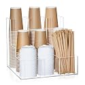 CroBlissful 9 Compartment Acrylic Vertical Coffee Cup and Lid Dispenser