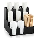 CroBlissful 9 Compartment Pine Wood Vertical Coffee Cup and Lid Dispenser