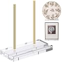 CroBlissful Tabletop Acrylic Display Stand 6 x 3.5 x 6 Inch Clear Easel Acrylic Book Display Holder Artwork Storage Rack for Picture Frame Albums Record Magazine Tablet Canvas Board (Gold)