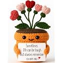 Crochet Heart Flower Plush - Handmade Encouragement Gift with Uplifting Quote Card - Inspirational Stress Relief Present for Friends, Coworkers, Students &amp; Women