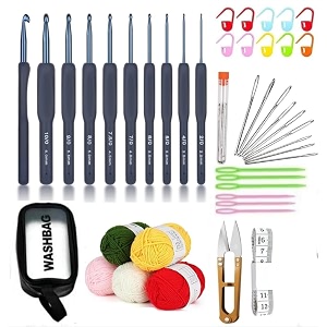 Crochet Hook Set Ergonomic Soft Grip Aluminum