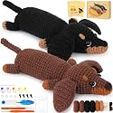 Fortuning's JDS Crochet Kit for Beginners, 2 PCS Dachshund Crochet Kits