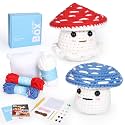 Crochet Kit for Beginners: 2 PCS Red &amp; Blue Mushroom Starter Crochet Kits with Step-by-Step Video Tutorials and Yarns, Hook, Accessories, DIY Craft Gift for Adults and Teen(30%+ Yarn)