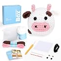CrochetBox Cow Complete Crochet Kit for Beginners, Easy Craft for Adults