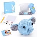 Crochet Kit for Beginners: Elephant Crochet Kit for Adults, Include Easy to Use Yarn, Step-by-Step Video, Patterns, Learn to Crochet, Thanksgiving, Christmas, Birthday Gift