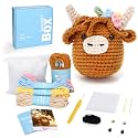 CrochetBox Brown Highland Cow Crochet Kit for Beginners, Craft for Adults