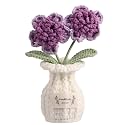 Crochet Paris Polyphylla Flower Pot Handmade Knitted Desk Decor Purple Potted Plant for Home Office