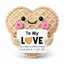 Crochet Waffle Doll Love Gift, Cute Handmade Waffle Heart for Girlfriend Wife Boyfriend Husband, Romantic Birthday Anniversary Valentines Day Desk Decor