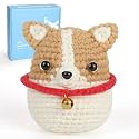 CrochetBox Khaki Dog Crochet Kit for Beginners, Easy Craft for Adults