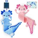 Crochetta Crochet Kit for Beginners, Amigurumi Crocheting Animals Kits w Step-by-Step Video Tutorials, Knitting Starter Pack for Adults and Kids, 2 Book Axolotls Familly (40%+ Yarn Content)