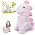 Crochetta Crochet Kit for Beginners, Amigurumi Crocheting Animals Kits w Step-by-Step Video Tutorials, Knitting Starter Pack for Adults and Kids, Jumbo Dinosaur (40%+ Yarn Content)