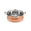 CROCKERY WALA AND COMPANY Copper Handi Bowl With Lid, 500ml (Copper)