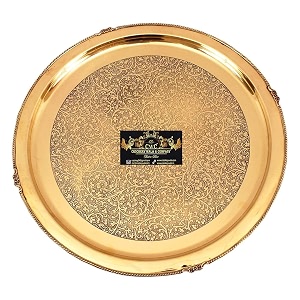 crockery wala and company flower design brass plate thali brass plate serving plate thali dinnerware decorative tableware  2234 inch