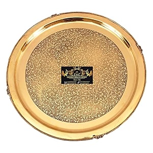 crockery wala and company flower design brass plate thali brass plate serving plate thali dinnerware decorative tableware  1634 inch