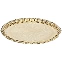 Crockery Wala and Company Flower Design Brass Plate Thali Brass Plate Serving Plate Thali Dinnerware Decorative Tableware | 14" Inch