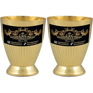 crockery wala and company pure brass lining goblet glasses for serving amp drinking water tumblers 300 ml - 2pcs