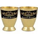Crockery Wala and Company Pure Brass Lining Goblet Glasses for Serving & Drinking Water Tumblers 300 ML - 2Pcs
