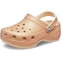 Crocs Women's Classic Platform Glitter Clog, Platform Shoes, Brown, 4 Women